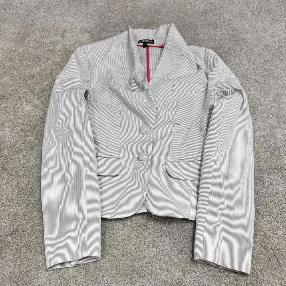 Express Blazer Jacket Beige White Long Sleeve Women’s Size 2